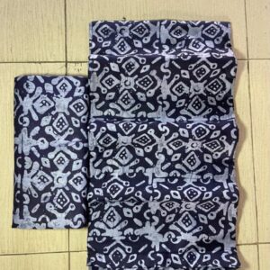 Midnight Navy Tribal Motif Batik Adire – Premium 100% Cotton Tie & Dye Fabric