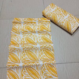 Radiant Yellow Botanical Batik Adire Fabric – Authentic Cotton Tie & Dye Material