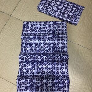 Deep Indigo Geometric Star Batik Adire – 100% Premium Cotton Tie & Dye Fabric