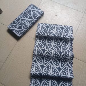 Classic Charcoal Black & White Seed Motif Batik Adire – Premium 100% Cotton Tie & Dye Fabric