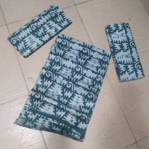Teal Abstract Wave Batik Adire – Premium 100% Cotton Tie & Dye Fabric