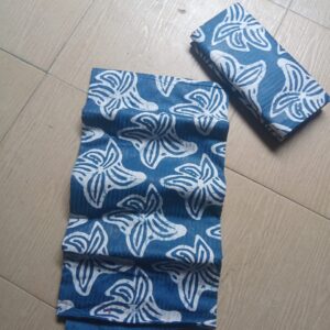 Ocean Blue Star-Floral Batik Adire – Authentic 100% Cotton Tie & Dye Material