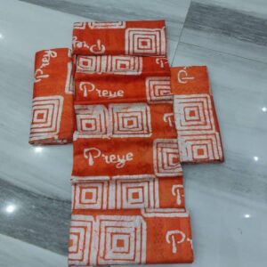 Fiery Orange 'Preye' Custom Geometric Batik – 100% Pure Cotton Adire