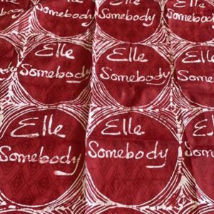 Deep Burgundy Custom Circle Motif Adire – Personalized Text Tie & Dye Fabric